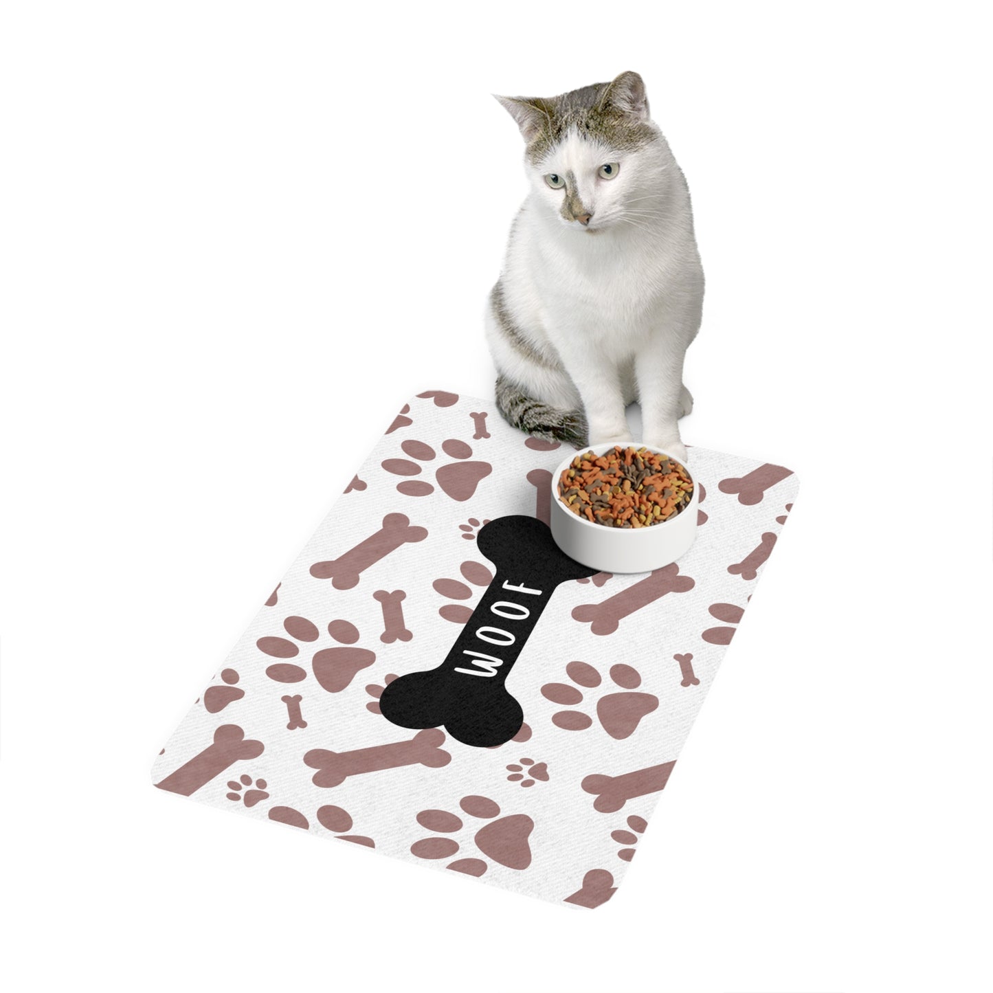 'Woof' Pet Food Mat - 12x18 Non-Slip Dog Dish Mat