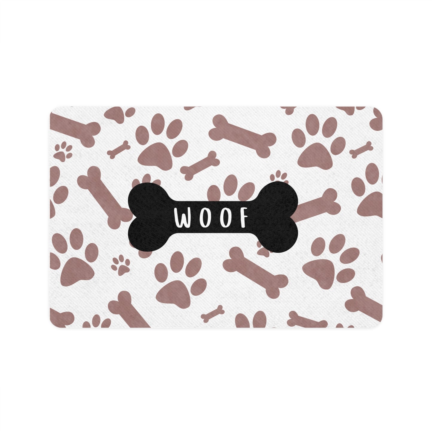 'Woof' Pet Food Mat - 12x18 Non-Slip Dog Dish Mat